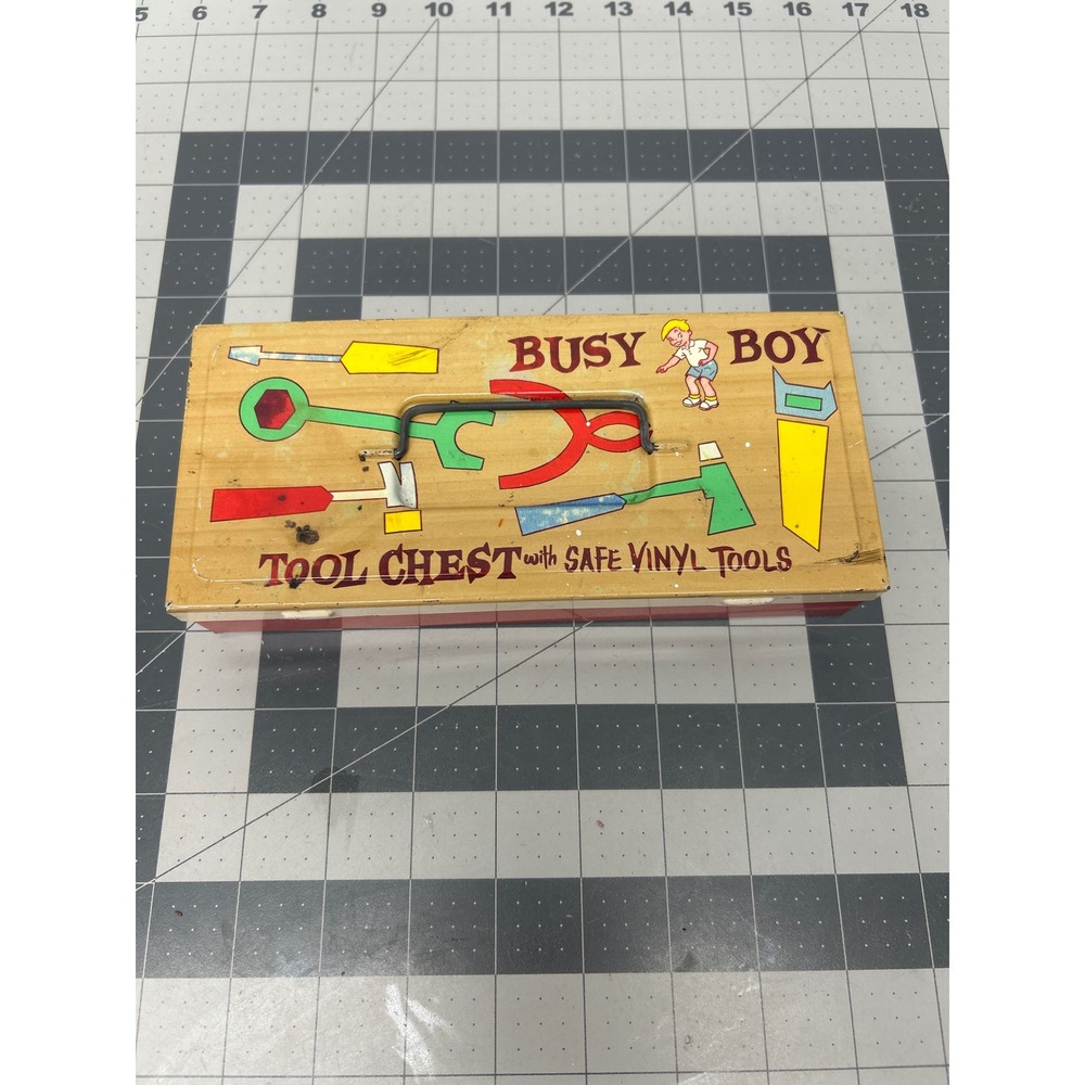 Vintage‎ Ohio Art Busy Boy Tool Chest Metal Litho Tin Box MCM 1950s No Toys